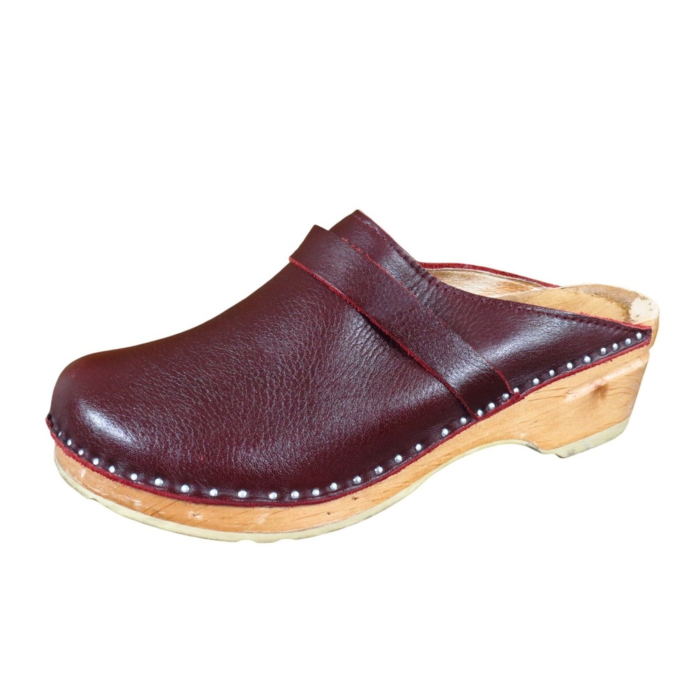 Troentorps Da Vinci Womens Clog Mules Sz 39 Comfort Work Shoes Burgundy Leather